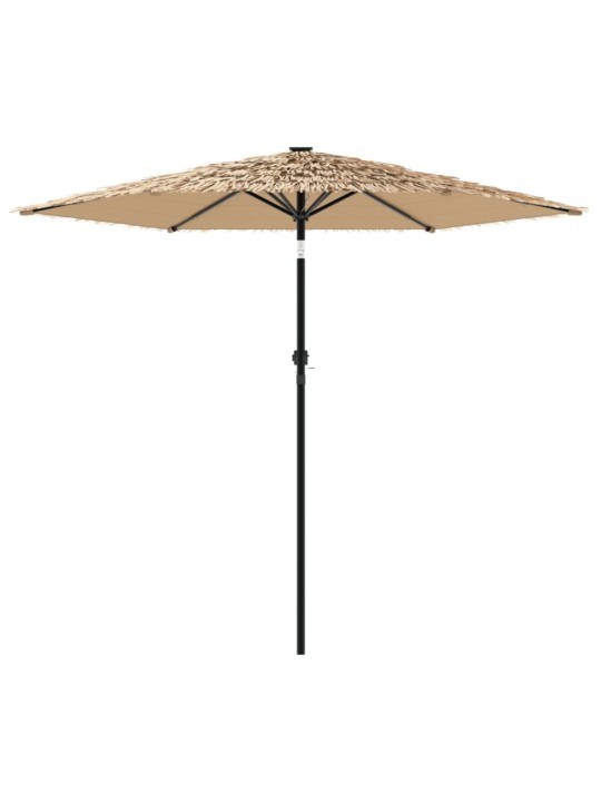 Skėtis nuo saulės su LED/plieniniu stulpu, rudas, 223x223x213cm