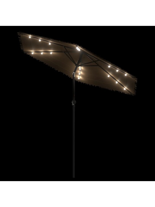 Skėtis nuo saulės su LED/plieniniu stulpu, rudas, 223x223x213cm