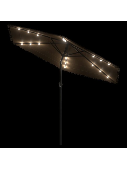 Skėtis nuo saulės su LED/plieniniu stulpu, rudas, 288x288x225cm