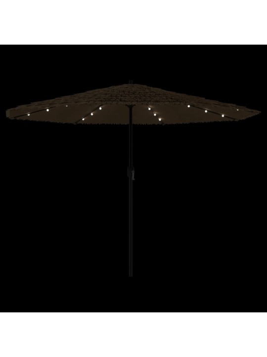 Skėtis nuo saulės su LED/plieniniu stulpu, rudas, 388x388x248cm