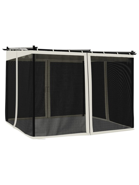 Pavėsinė su tinklelio sienelėmis, kreminės, 3x3m, plienas