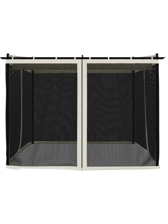 Pavėsinė su tinklelio sienelėmis, kreminės, 3x3m, plienas