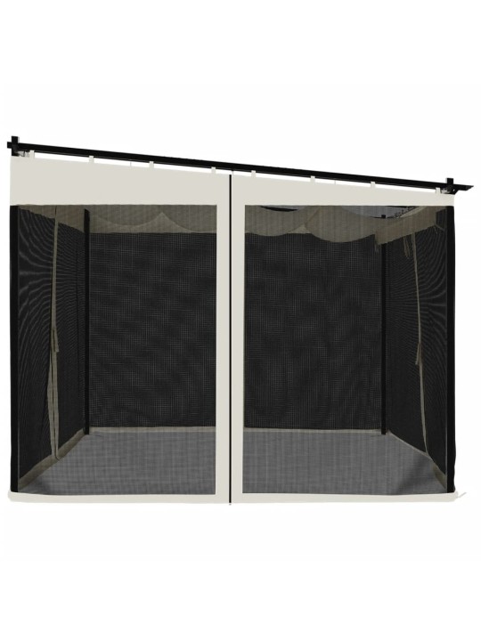Pavėsinė su tinklelio sienelėmis, kreminės, 3x3m, plienas