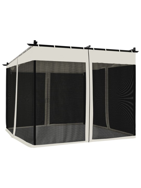 Pavėsinė su tinklelio sienelėmis, kreminės, 3x3m, plienas