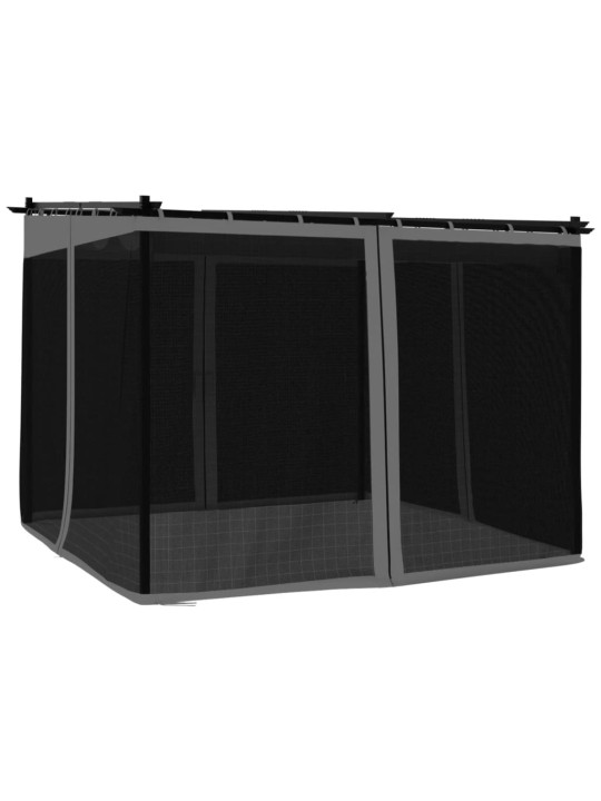 Pavėsinė su tinklinėmis sienelėmis, antracito, 3x3m, plienas