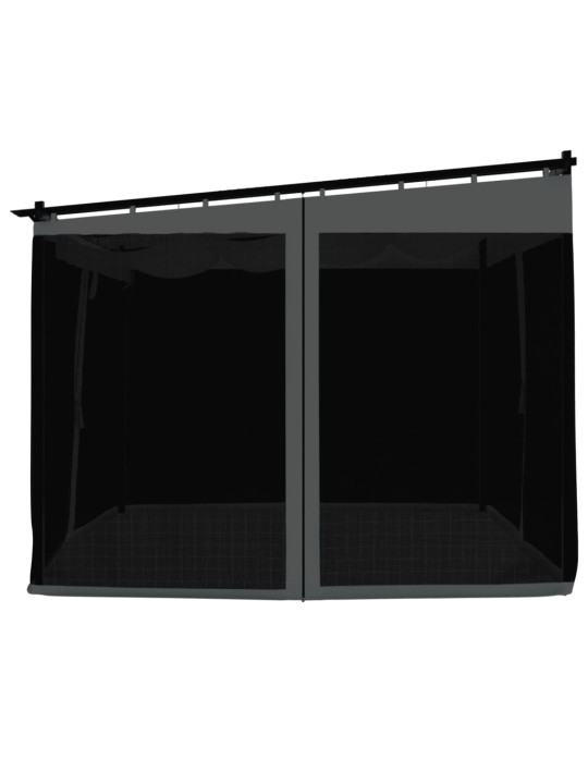 Pavėsinė su tinklinėmis sienelėmis, antracito, 3x3m, plienas