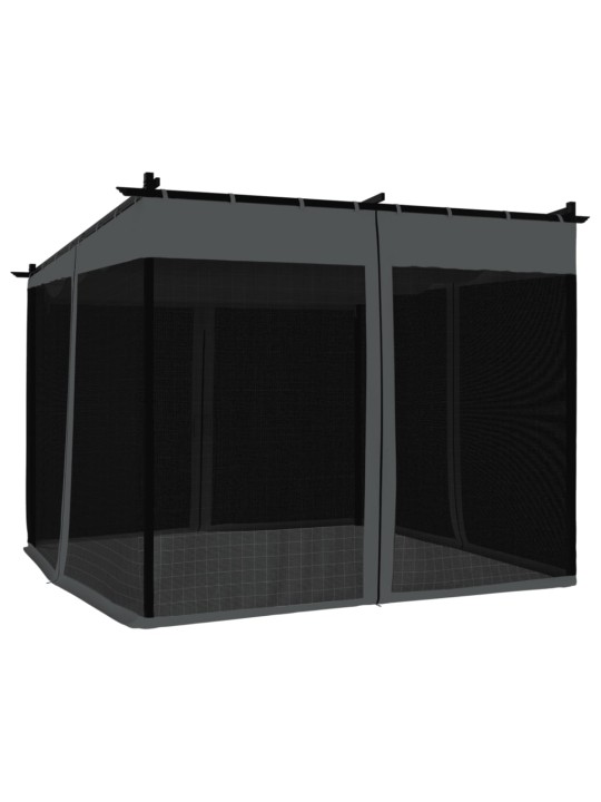 Pavėsinė su tinklinėmis sienelėmis, antracito, 3x3m, plienas