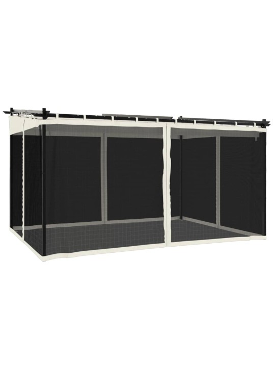 Pavėsinė su tinklelio sienelėmis, kreminė spalva, 4x3m, plieno