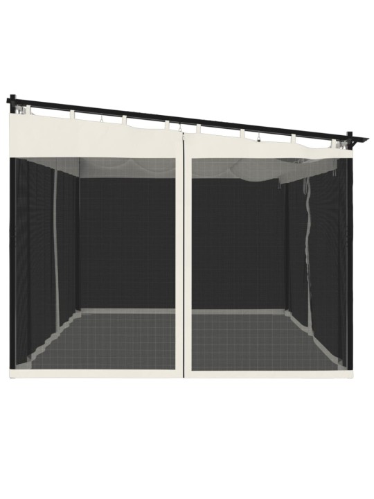 Pavėsinė su tinklelio sienelėmis, kreminė spalva, 4x3m, plieno