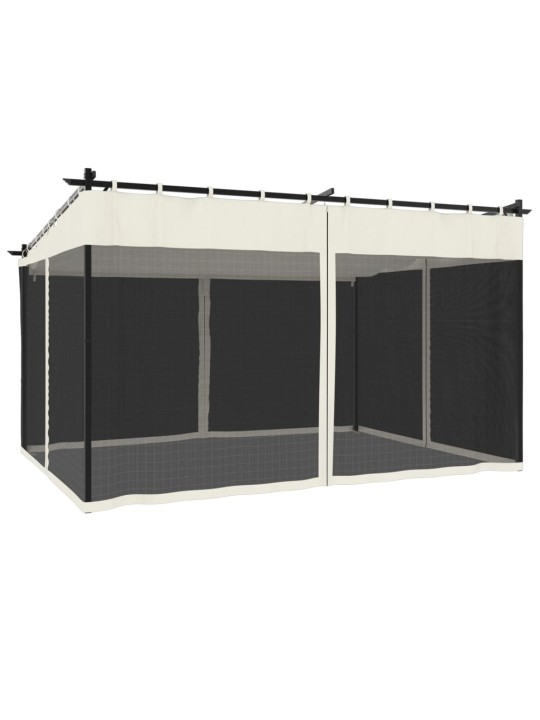 Pavėsinė su tinklelio sienelėmis, kreminė spalva, 4x3m, plieno