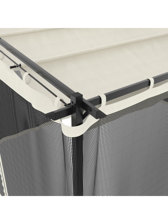 Pavėsinė su tinklelio sienelėmis, kreminė spalva, 4x3m, plieno