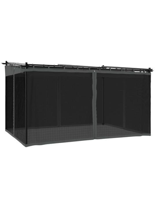 Pavėsinė su tinklinėmis sienelėmis, antracito, 4x3m, plienas