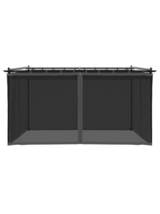 Pavėsinė su tinklinėmis sienelėmis, antracito, 4x3m, plienas