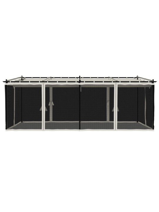 Pavėsinė su tinklelio sienelėmis, kreminė, 6x3m, plienas