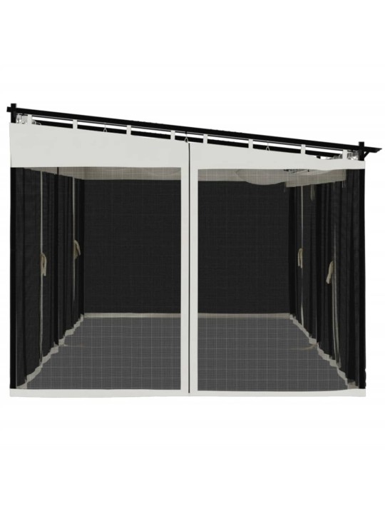 Pavėsinė su tinklelio sienelėmis, kreminė, 6x3m, plienas