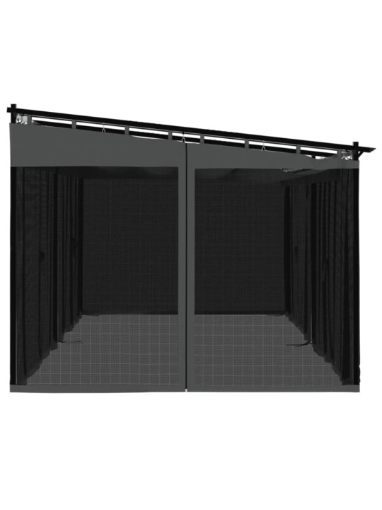 Pavėsinė su tinkleliais, antracito spalvos, 6x4m, plienas