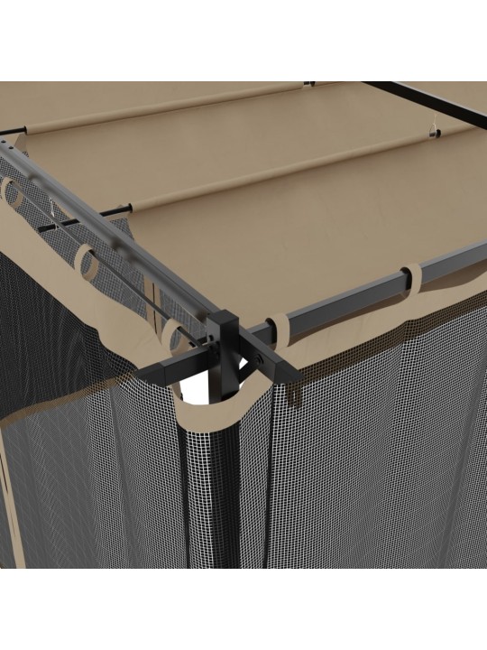 Pavėsinė su tinklinėmis sienelėmis, taupe, 6x3m, plienas
