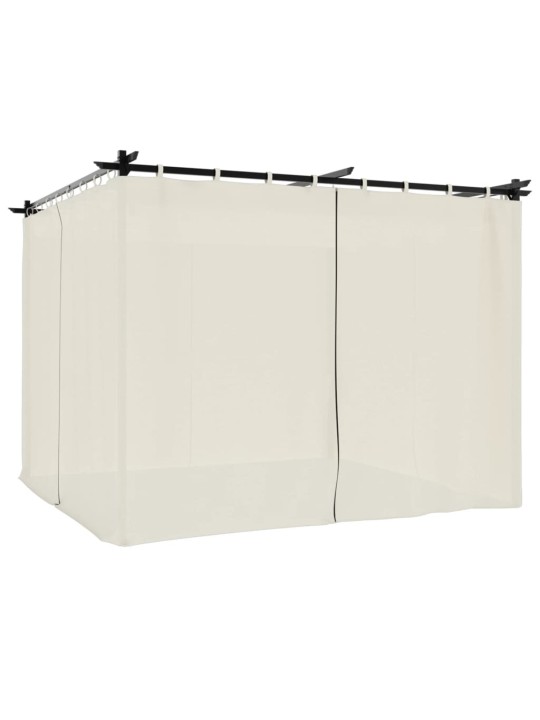 Pavėsinė su užuolaidomis, kreminės, 3x3m, plienas