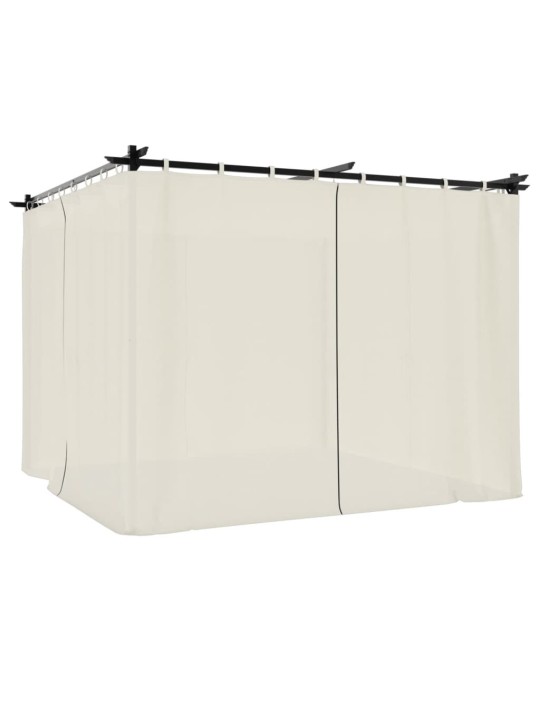 Pavėsinė su užuolaidomis, kreminės, 3x3m, plienas