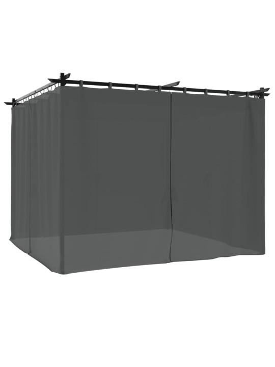 Pavėsinė su užuolaidomis, antracito, 3x3m, plienas