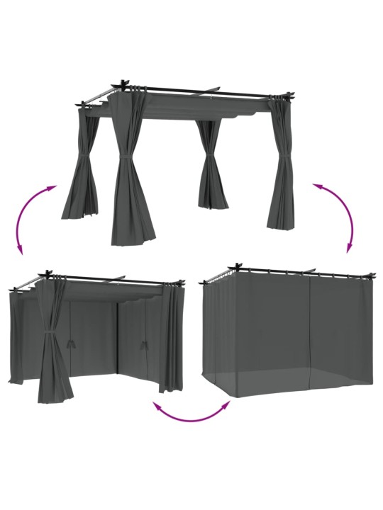 Pavėsinė su užuolaidomis, antracito, 3x3m, plienas