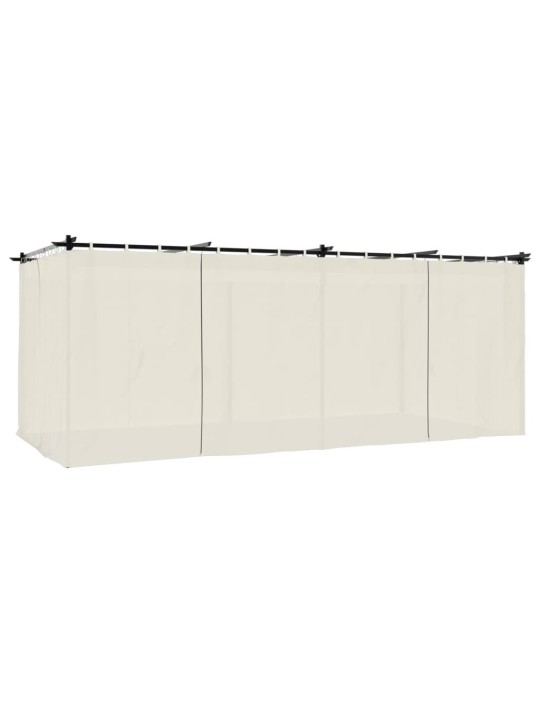 Pavėsinė su užuolaidomis, kreminės, 6x3m, plienas