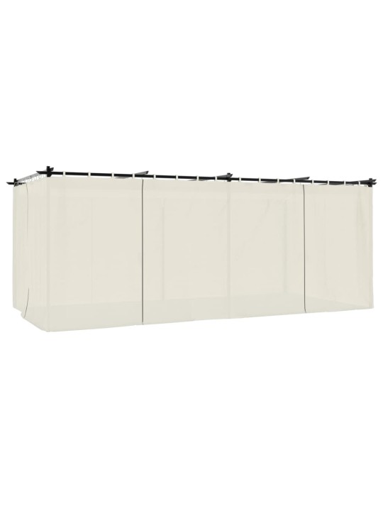 Pavėsinė su užuolaidomis, kreminės, 6x3m, plienas