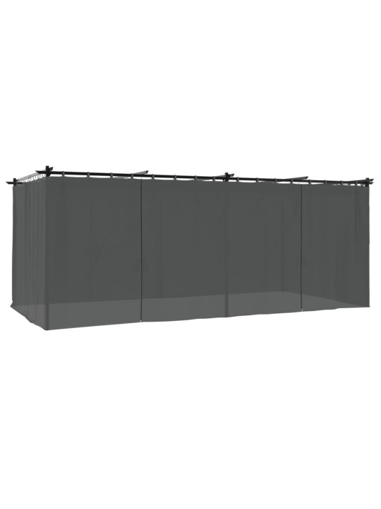 Pavėsinė su užuolaidomis, antracito spalvos, 6x3m, plienas