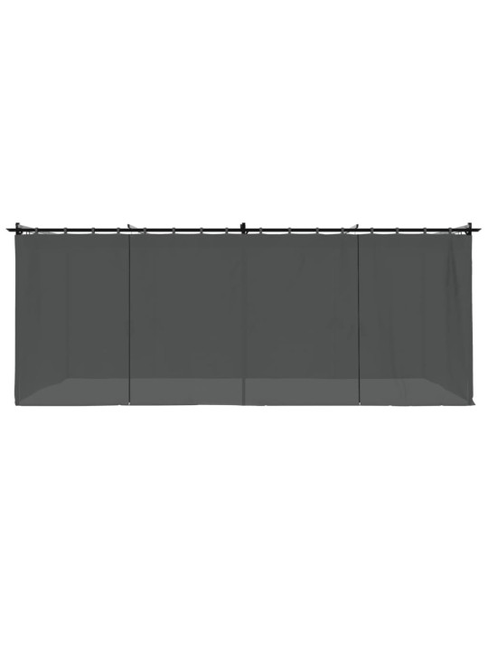 Pavėsinė su užuolaidomis, antracito spalvos, 6x3m, plienas