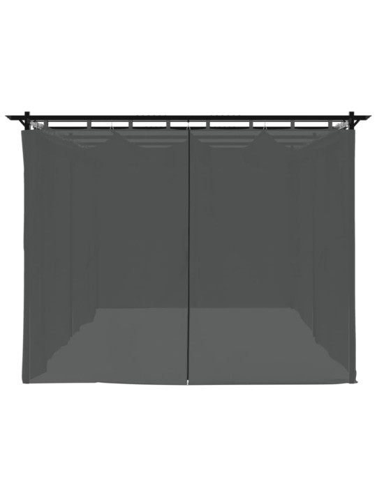 Pavėsinė su užuolaidomis, antracito spalvos, 6x3m, plienas