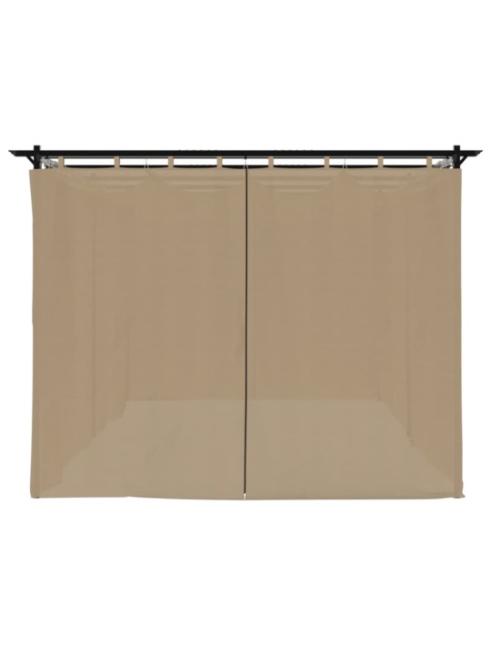 Pavėsinė su užuolaidomis, taupe spalvos, 6x3m, plienas