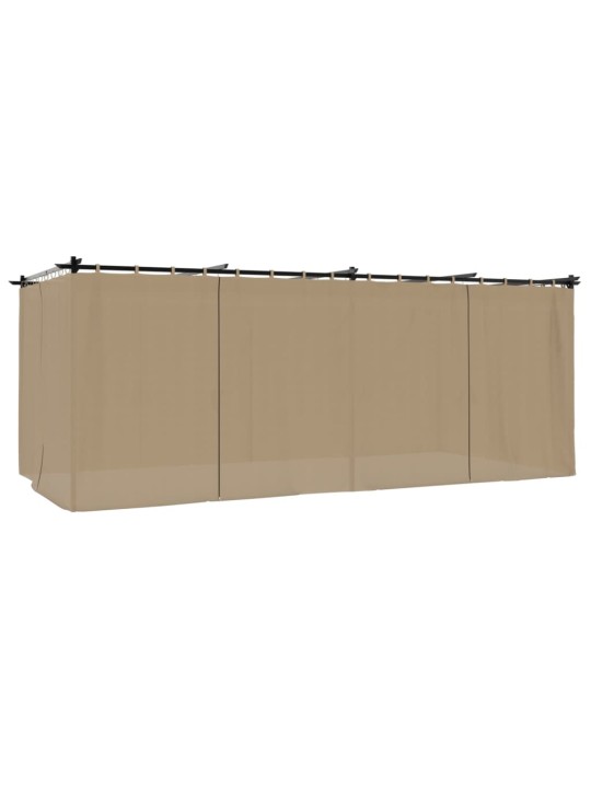 Pavėsinė su užuolaidomis, taupe spalvos, 6x3m, plienas