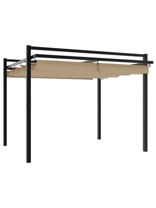 Sodo pavėsinė su ištraukiamu stogu, taupe, 3x3m, aliuminis
