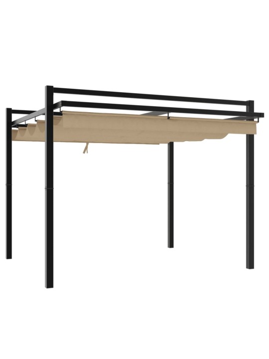 Sodo pavėsinė su ištraukiamu stogu, taupe, 3x3m, aliuminis