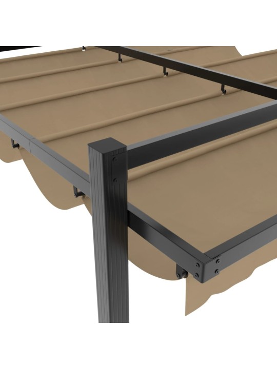 Sodo pavėsinė su ištraukiamu stogu, taupe, 3x3m, aliuminis