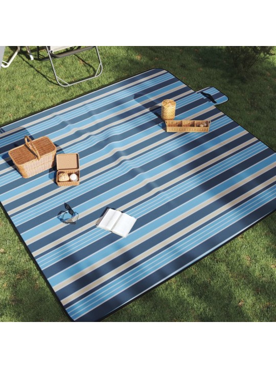Paklotas iškyloms, mėlynas ir baltas, 200x200 cm, aksomas
