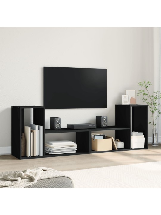 Televizoriaus spintelės, 2vnt., juodos, 75x30x50 cm, MDP