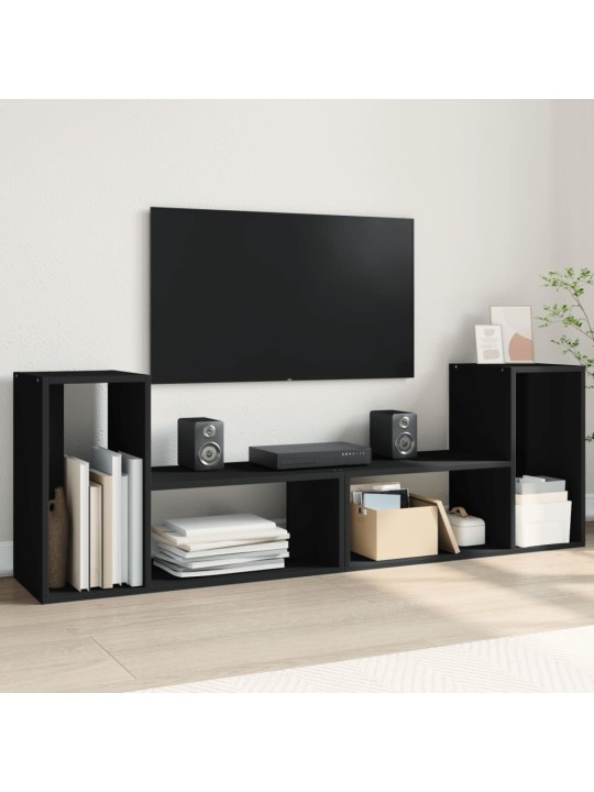 Televizoriaus spintelės, 2vnt., juodos, 75x30x50 cm, MDP