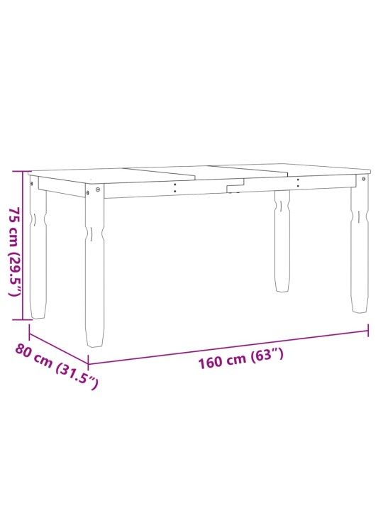 Valgomojo stalas Corona, 160x80x75cm, pušies medienos masyvas