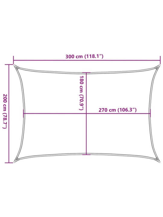 Burė nuo saulės, smėlio, 2x3m, HDPE, 160g/m², stačiakampė