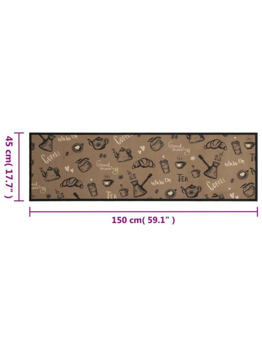 Virtuvės kilimėlis, rudas, 45x150cm, aksomas, plaunamas
