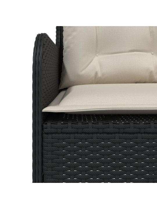 Sodo sofa su pagalvėlėmis, juoda, poliratanas, L formos