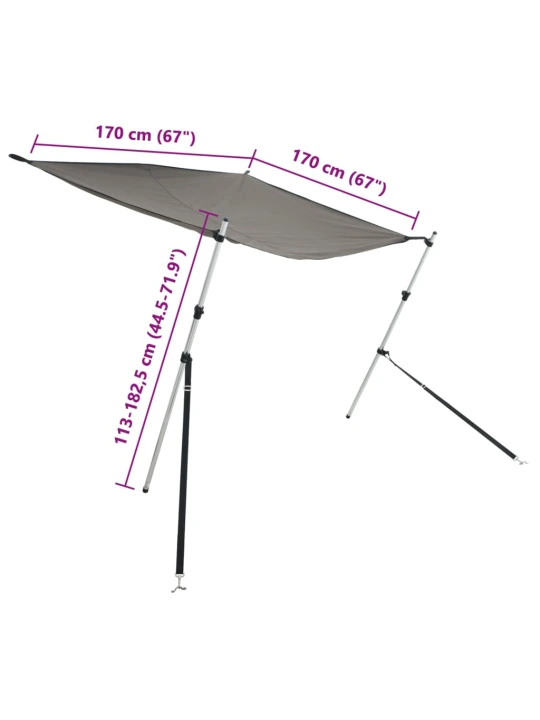 T tipo uždangos prailginimas, antracito, 170x170x(113-182,5)cm