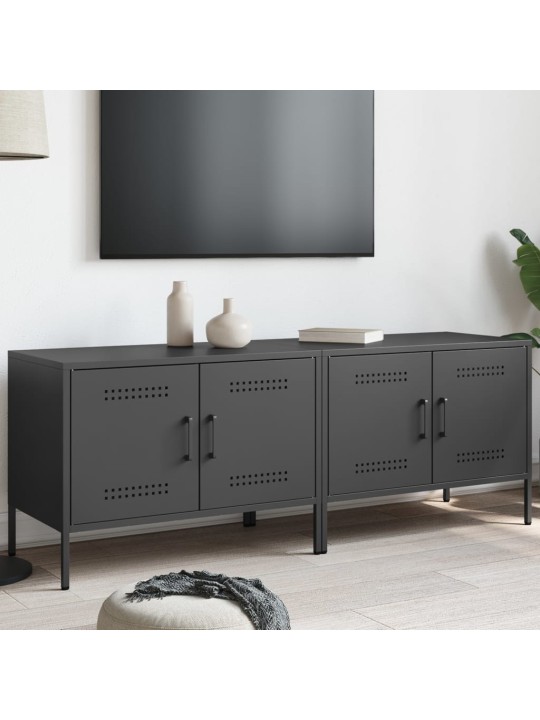 Televizoriaus spintelės, 2vnt., juodos, 68x39x50,5cm, plienas