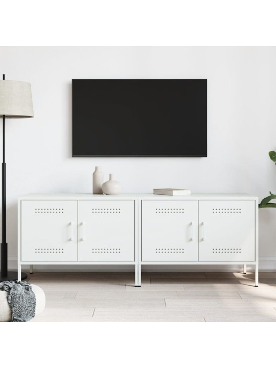 Televizoriaus spintelės, 2vnt., baltos, 68x39x50,5cm, plienas