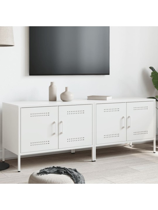 Televizoriaus spintelės, 2vnt., baltos, 68x39x50,5cm, plienas