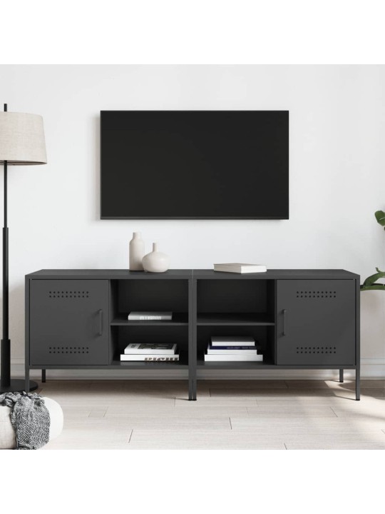 Televizoriaus spintelės, 2vnt., juodos, 68x39x50,5cm, plienas