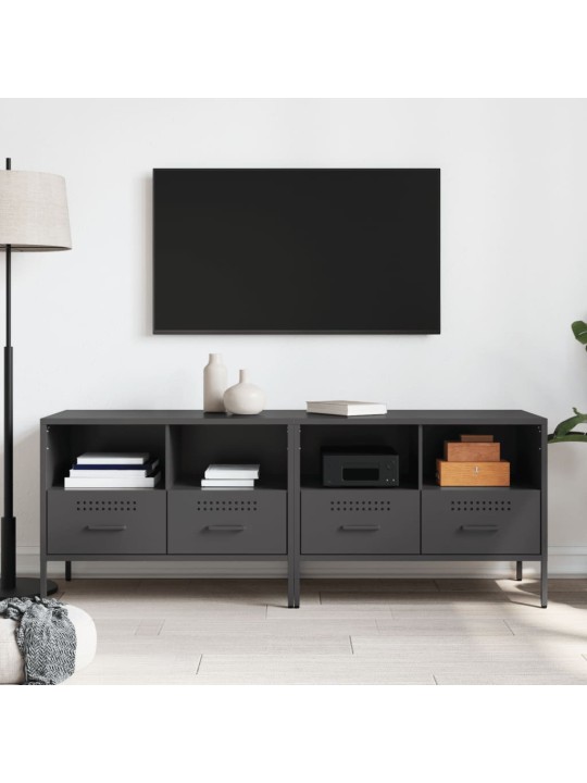 Televizoriaus spintelės, 2vnt., juodos, 68x39x50,5cm, plienas