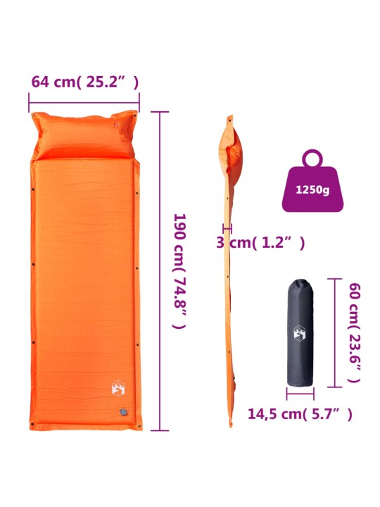 Savaime prisipučiantis čiužinys, oranžinis, vienvietis