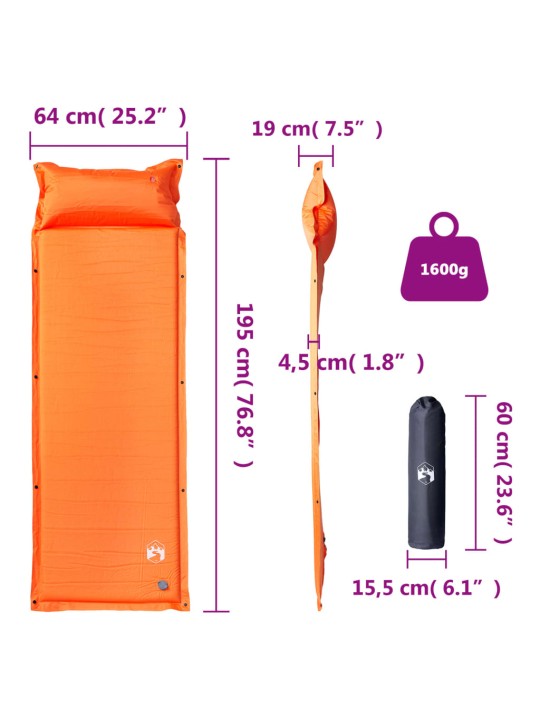 Savaime prisipučiantis čiužinys, oranžinis, vienvietis